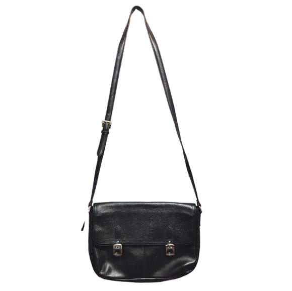 Tignanello Black Leather Crossbody Messenger Bag Handbag Purse - Picture 2 of 11